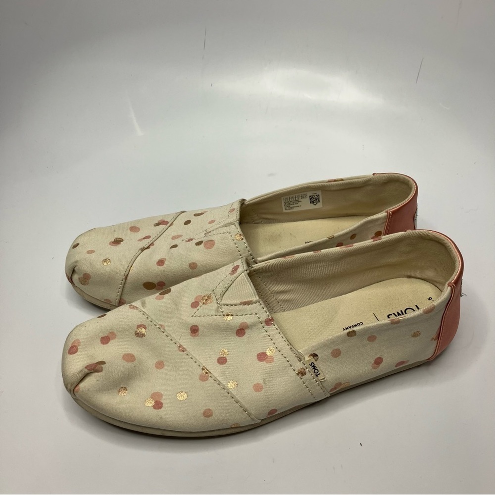 Toms Alpargata slip on shoes canvas pink gold dot size 9.5